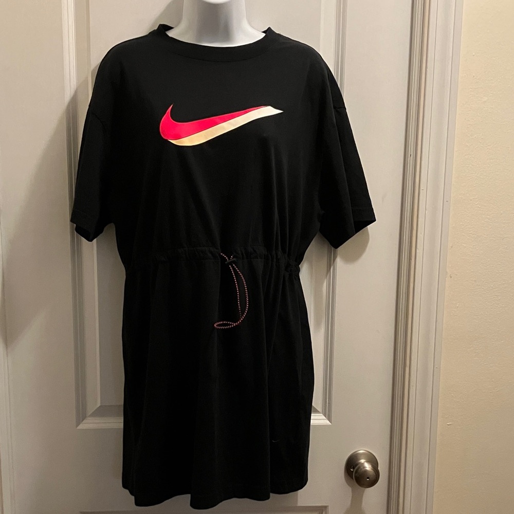 Nike Black Dress with Pink and Cream Swoosh- Size Large